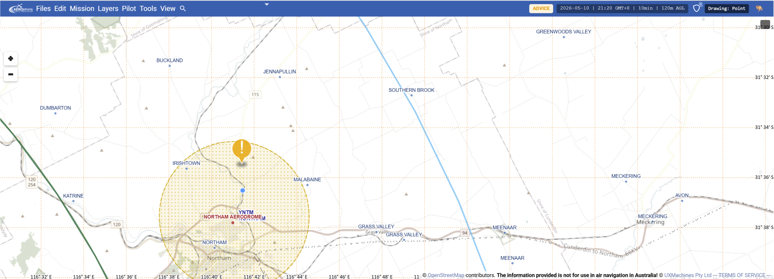 AEROphoria safety map showing airspace around an aerodrome