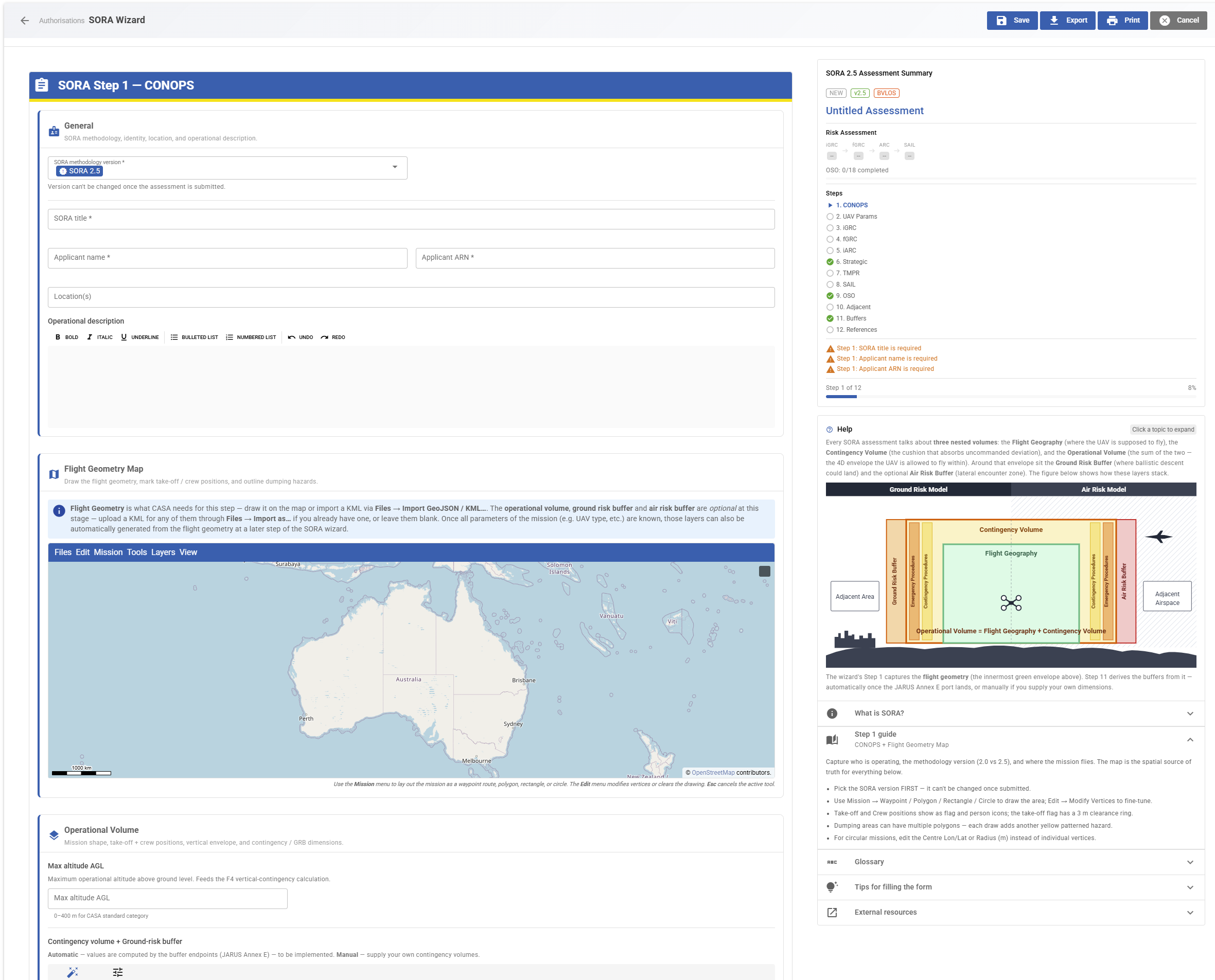 Get it approved: AEROphoria SORA wizard with CONOPS, flight geometry and assessment summary
